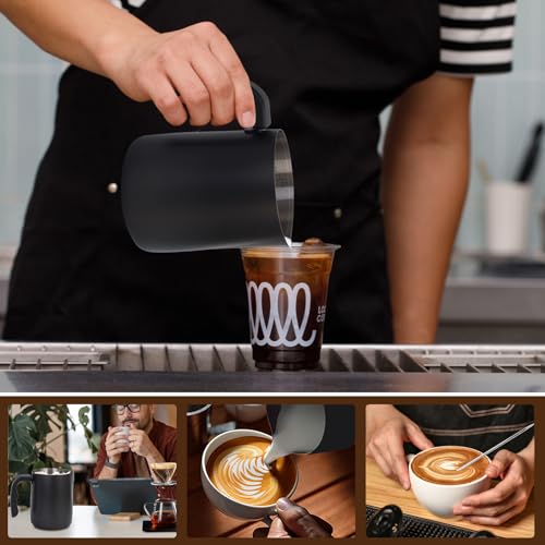 Milk Frothing Pitcher, 32OZ/1000ML Stainless Steel Coffee Frother Cup - Espresso Steaming Pitcher with Latte Art Pen for Barista-Style Coffee Making & Milk Frothing - size: 32 Ounces