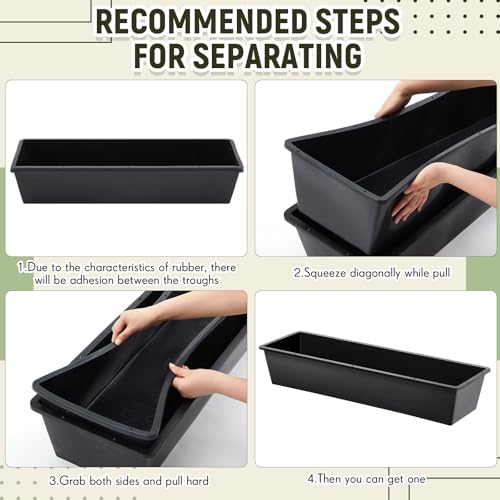 Geelin 2 Pack 38.6 Inch Livestock Feeding Trough, 11 Gal Water 66 Lbs Feed | Water and Feed Use, Adjustable Stand, Non Slip Spill Proof, Metal Plastic Construction, Horses Goats Sheep Cattle, Farm Use