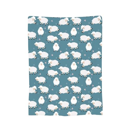 Cute Sheep Blue Background Fleece Blanket Lightweight Ultra-Soft Throw Blanket for Sofa Couch Bed Camping Travel - Super Soft Cozy Microfiber Blanket 60"X50" - color: Sheep (Blue), size: 60"x50"