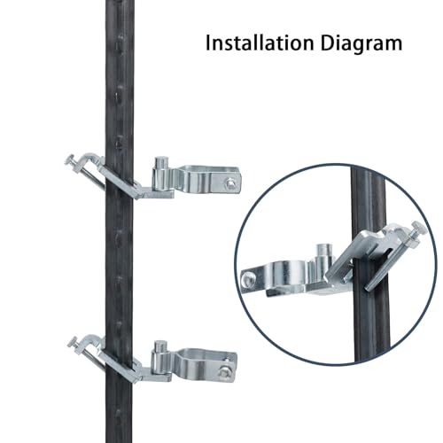2Pack T-Post Gate Hinge Kit,1-3/8"Chain Link Fence Gate Post Hinge Pins for Farm,Garden,Backyard Gate