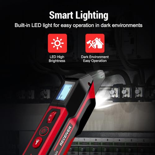 NOYAFA NF-824 Circuit Breaker Finder with LCD Display & GFCI Outlet Tester | Rechargeable NCV AC Electric Tester Circuit Tracer Tool with Flashlight & Adjustable Sensitivity