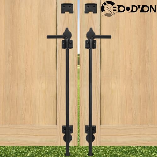 24 Inch Cane Bolt Gate Drop Rod Heavy Duty Gate Hardware, Gate Ground Latch for Wooden Fences, Metal Gates Doors Stopper for Gate Ground, Wrought Iron Gate Latches, Black Finish(1 Pack) - size: 24 Inch