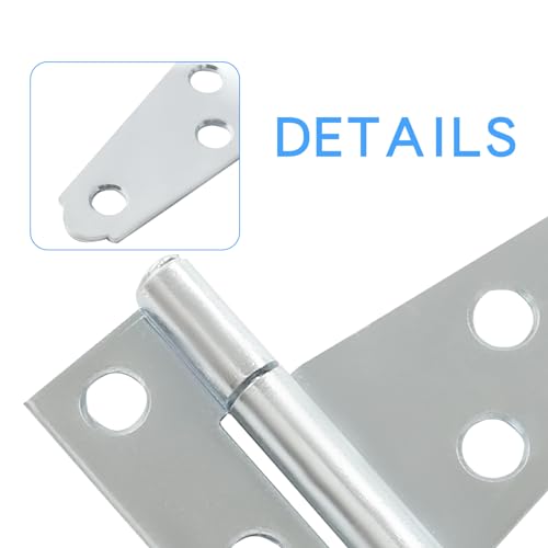 Murtenze 6Pack 2 Inch Silver T-Strap Shed Hinge - color: Silver, size: 2 Inch - 6Pack