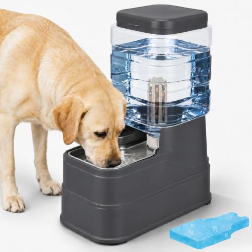 Auto Dog Water Dispenser with Stainless Steel Bowl Feeder for Pets - color: Grey, size: 6L/1.6Gallon