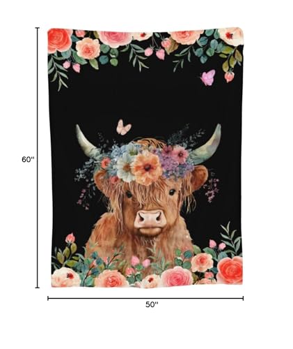Highland Cow Blanket Cute Cow Plush Throw Blanket Super Soft Cozy Warm Fleece Highland Cattle Bedding Blanket Gifts for Kids Girls Boys Women 50"X60" - color: Highland Cow, size: 50"x60"