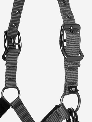 LeMieux Vogue Fleece Headcollar - Halter & Leadrope - Extra Padding, Adjustable at Curb and Poll Strap - color: Black / Grey, size: full