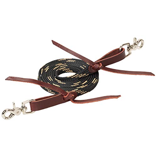 Weaver Leather Flat Braided Competition Roper Rein - color: Black/Tan