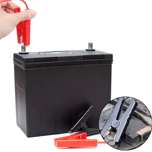 Electric Fence Wire Connect,3 Ft Electric Fence Charger Solar Fence Charger Fence Lead Copper Wire with Alligator Clip (Black+Red)
