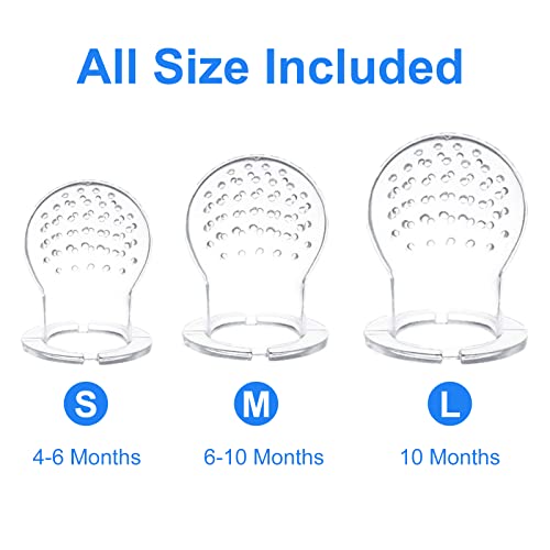 Food Feeder Baby Fruit Feeder Pacifier (3 Pcs) with 6 Different Sized Silicone Pacifiers 2 PCS Silicone Babies Food Dispensing Spoon 90ML with 2 Baby Spoons Bottle Brush Pacifier Clip - color: 01-Multicolor