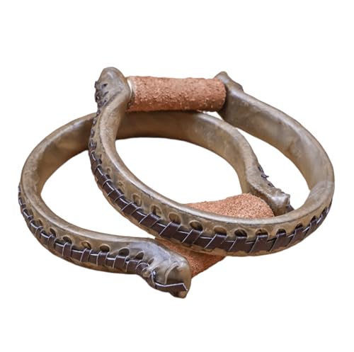 M-Royal Saddles Oxbow Round Metal Western Stirrups Rawhide Wrapped Horse Stirrups