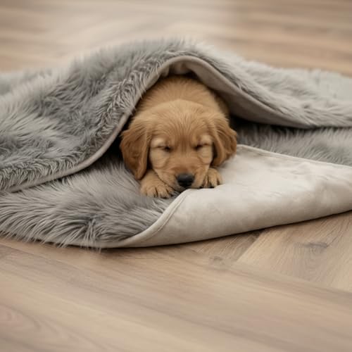IHAPPYDOG Faux Fur Dog Blanket, Waterproof Couch Cover, Grey 40"x30" - color: Grey, size: 40" x 30"