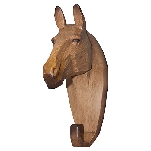 Comfy Hour 8 Inch Horse Head Wall Hook, Western Decor, Set of 1 | Horse Head Hanger, Cowboy Hat Holder, Equestrian Decor, Brown Polyresin, Faux Wood Finish, Mounting Hardware Included