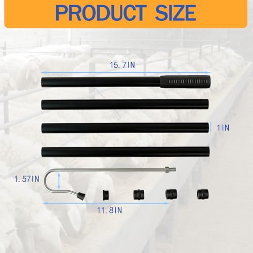 Goat Sheep Catcher Hook,Stainless Steel,4 Lengths 28-75",Non-Slip Grip | Heavy-duty rust-proof, 5 lengths, arc head balls no scratch, twist-lock release safe, catch while feeding no chase