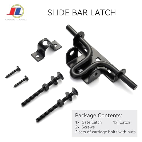 Slide Bolt Gate Latch, Fence Gate Lock, 6.5 Inch, Black - size: Sliding Rod Type