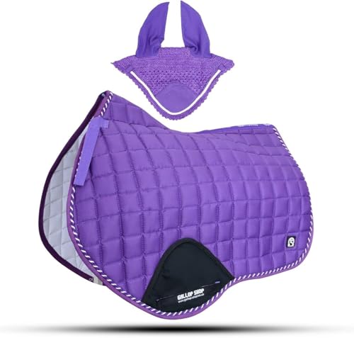 Close Contact Jumping Saddle Cloth Numnah Saddle Pads Free Ear (Ship from USA) - color: Purple, size: Cob/Pony