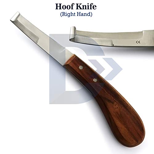 Hoof Knife Set Sharpener Right & Left Handed Double Edge Farrier Horses Goats Pick Trimming Knives Wooden Handle