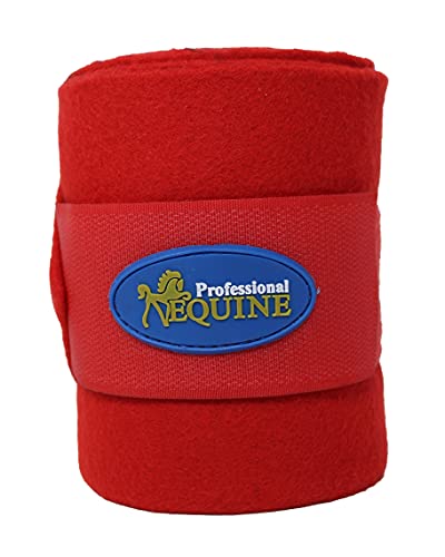 CHALLENGER 10ft Horse Grooming Leg Polo Wrap Set of 4 Soft Fleece 95R - color: Red