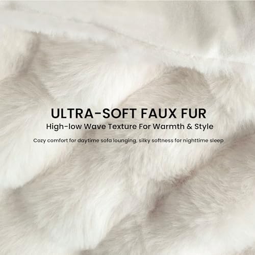 Electric Heated Blanket for Girls & Women, Soft & Luxurious,Faux Fur Heating Throw Blankets, 6 Heat Settings, Overheat Protection, Quick Heating, Memory Function, Giftable, 50"x60",Off White - color: Off White