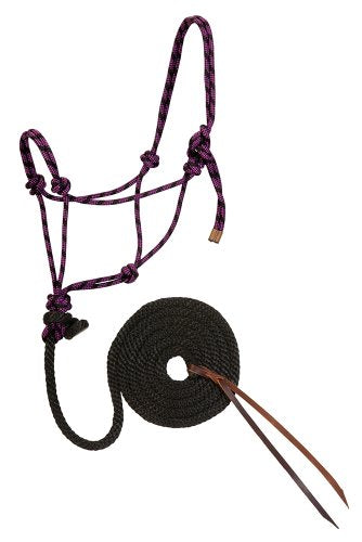 Weaver Leather Diamond Braid Rope Halter and Lead, Purple Jazz/Black
