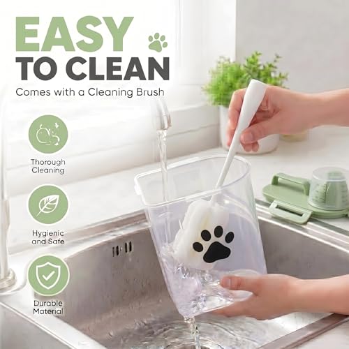 Dog Storage Container with cleaning brush with Measuring Cup - color: 3QT-Green