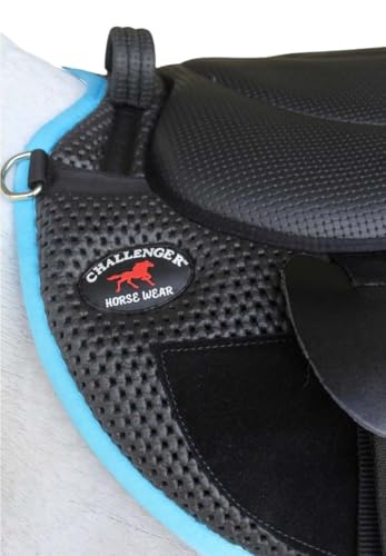 CHALLENGER Horse Saddle PAD Horse Western Lightweight Breathable Neoprene Bareback 39TS03 - color: Black/Turquoise