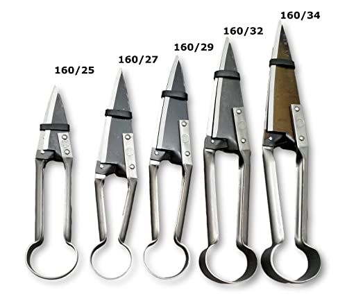 Due Buoi Sheep Shears, Silver, 12 1/2"1/8 Blade Length - 5"1/8 Bypass BLADE, Classic Style, Carbon Steel, Leather Handle, Ambidextrous, Garden Scissors