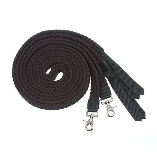 JT International Flat Cotton Split Reins 7ft Black