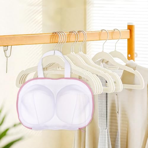 4 Pack Bra Laundry Bags for Washing Machine, Pink Bra Washing Bags for Laundry Fine Mesh, Washer Protector with Zipper Compatible with Women Delicates Underwear