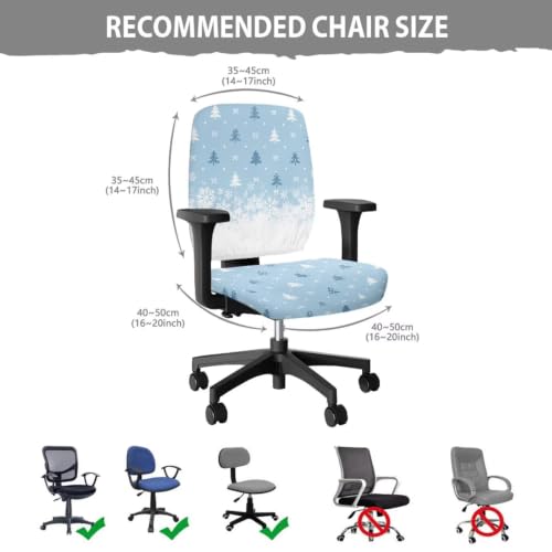 Christmas Tree Office Chair Seat Cover Cute Arm Chair Covers - color: Christmas Blue Tree