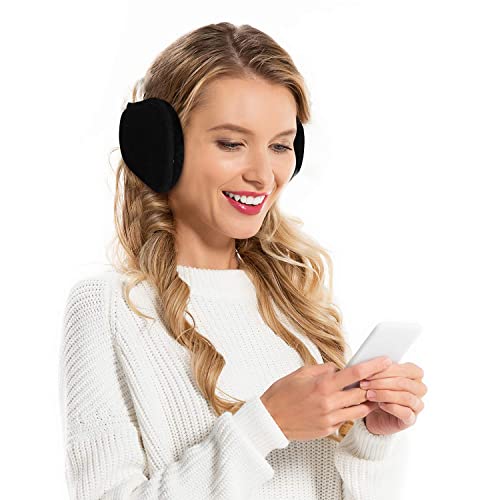 MaxW Wool Ear Muffs for Winter Women Men Fluffy Earmuffs Soft Cozy Ear Warmers Outdoor Ear Covers for Cold Weather - color: B-black