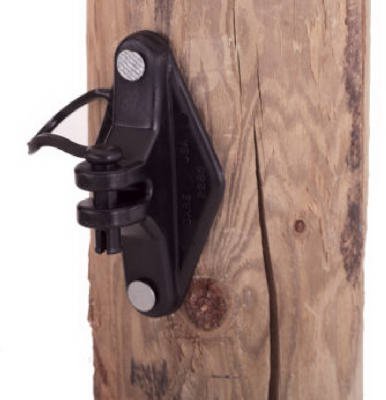 Electric Fence Insulator, Wood Post Pinlock, With Nails, Black, 25-Pk. (A)