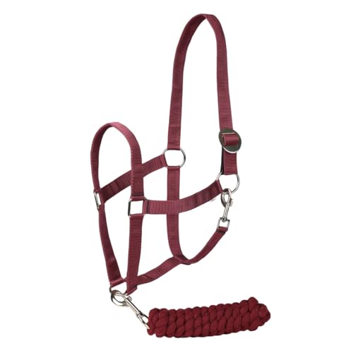 TuffRider Halter and Lead Rope Set with Breakaway Leather - color: Burgundy, size: Horse