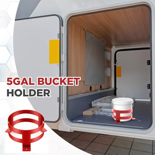 2 Pcs 5 Gallon Bucket Holder 11.6 x 6.5 Inch Red Bucket Holder Mount for RV, Truck, Cart