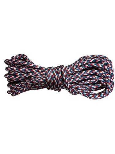 Blue Ox Rope 9/16" Yacht Braid Polyester, USA Made, Red/White/Blue, 25 ft - size: 25 feet