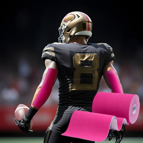 OK TAPE Turf Tape, Precut Extra Wide Turf Tape Footabll Turf Burn, Pink Athletic Tape Waterproof, Durable and Super Sticky Kinesiology Tape, 4in x 21ft (4in x 15.75in/16pcs) - color: Pink