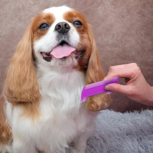 Pumtus 120 Pack Plastic Flea Lice Combs, Fine Tooth Flea Tick Comb, Double Sided Pet Combs, Cat Dog Hair Dandruff Removal Comb, Grooming Tools for Rabbit, Cat, Dog, Kitten, Small Pet (6 Colors)