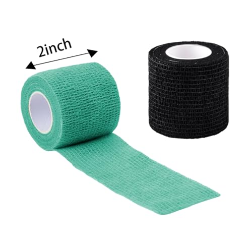 100 Rolls Self Adhesive Bandage Wrap 2 inch Cohesive Bandage Wrap Stretch Bandages Wraps Tape Black Elastic Self-Adherent Tape for Wrist Ankle Sports Swelling Sprains