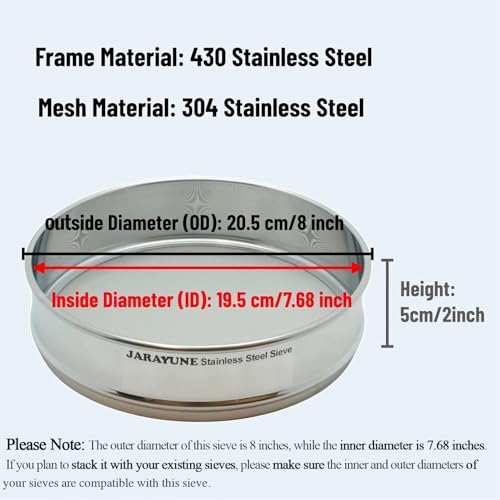 140 Mesh Stainless Steel Lab Sieve, Sturdy 8Inch(20.5cm) Sifter, Fine Mesh Sieve Strainer for Powder Pellet Flour Liquid Filtration-Lab Industrial DIY Household Use - size: 140mesh (106µm)