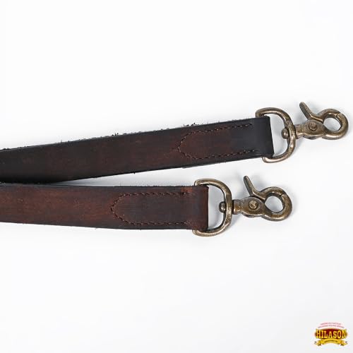 HILASON Western Genuine Leather Horse Split Reins | Riding-Reins Reining-Reins Heavy-Duty-Rein - color: Dark Brown 1, size: 1in x 7ft