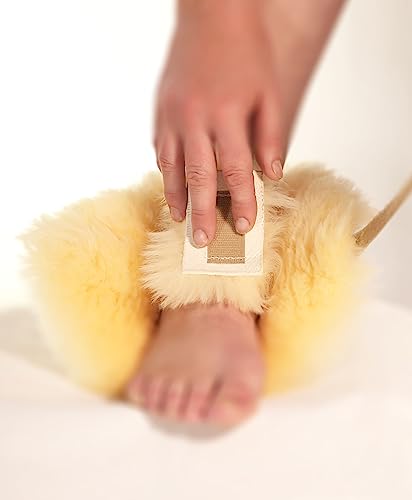 Sheepskin Ranch Sofsheep Medical Sheepskin Heel Protector, Pressure Relief for Bed Sores, Ulcers, Sensitive Skin, Hospital Grade, Chrome Free, Washable, Hypoallergenic, Adjustable, Real Wool, Pair - style: Pair