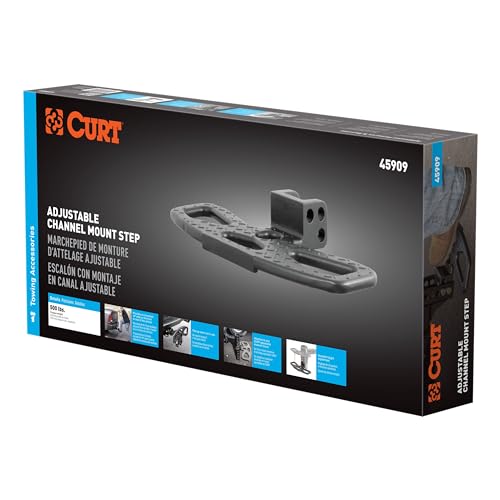 CURT 45909 Folding Hitch Step for Channel-Mount Adjustable Trailer Hitch Ball Mount
