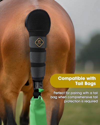 Kavallerie Horse Tail Wrap Protector, Quality Neoprene with 3 Adjustable Touch Fasteners, Non-Slip for Trailers Stalls Pastures, Black