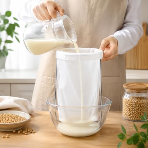 2 Pcs Nylon Filter Bags, Ultra Fine Mesh Strainer, Reusable Soymilk Juice Filter for Almond Milk Yogurt Wine Residue Food Prep