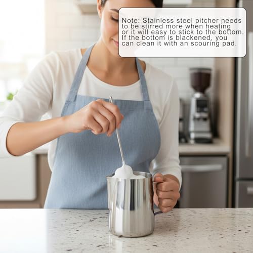 32 oz 304 Stainless Steel Pitcher with Lid, 1 L Large Metal Measuring Cup with Handle, Large Mouth Graduated Beakers, Milk Frothing Jug for Latte Art, Espresso Machines, Tea - size: 33.8 Ounces