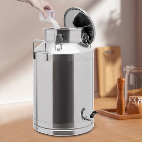 Stainless Steel Sealed Milk Barrel with Spigot,60L/15.85Gallon Large Milk Bucket Wine Can Pail Tote Tank with Sealed Lid & Handle for Milk Wine Oil Liquid Tranport Storage Container - size: With Spigot