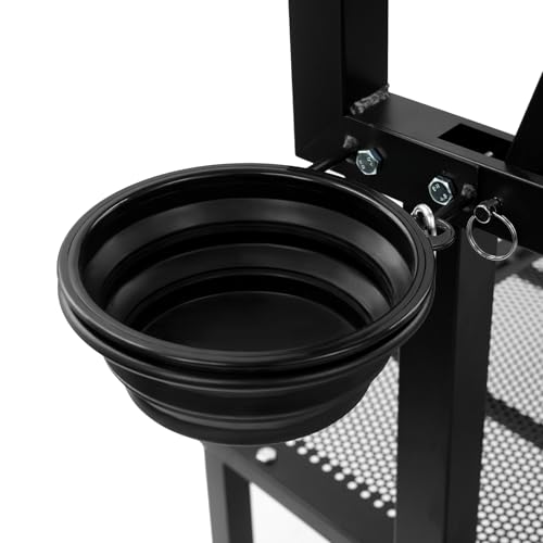47 in Goat Milking Stand, 600 LBs Stand for Goat Milk and Sheep Trimming, Metal Goat Stand with Headpiece and Feeding Bin for Grooming, Shearing,and Milking (Black) - color: Black