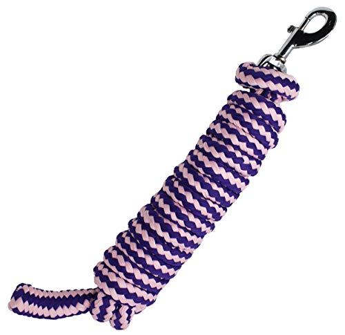 10' Horse Nylon Soft Poly Braided Lead Rope w/Nickle Plated Snap 60560 - color: Purple/Pink