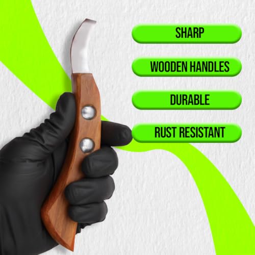 Farrier Loop Knives Set & Farrier Hoof Knives Set – Professional Horse Hoof Trimming Tools, Sharp Steel Blades, Comfortable Wooden Handles, Farrier Hoof Care Kit for Horses