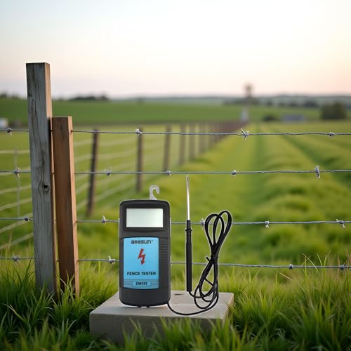 allsun Digital Electric Fence Voltage Tester and Fault Farm Finder, Fence Voltmeter/Grounding Tester LCD Display for 300V to 9.9kV Pulse, Fence Voltage Indicator Checker Farm Gardening Tool