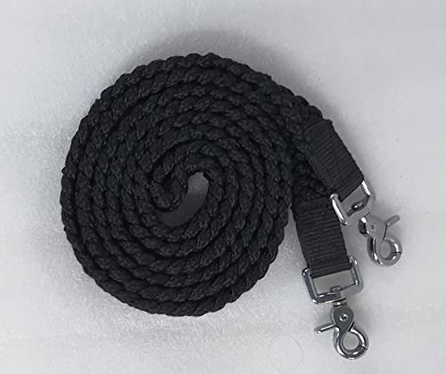 8' Braided Cotton Rein for Horse Headstall with Snaps Soft and Durable Reins - style: Black